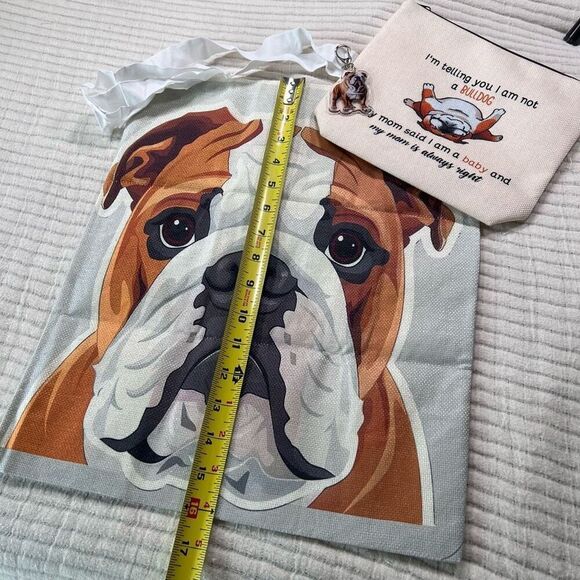 English Bulldog Gift Set, Tote‎ Bag, Make Up Bag, Key Chain Christmas Gift - Picture 3 of 5